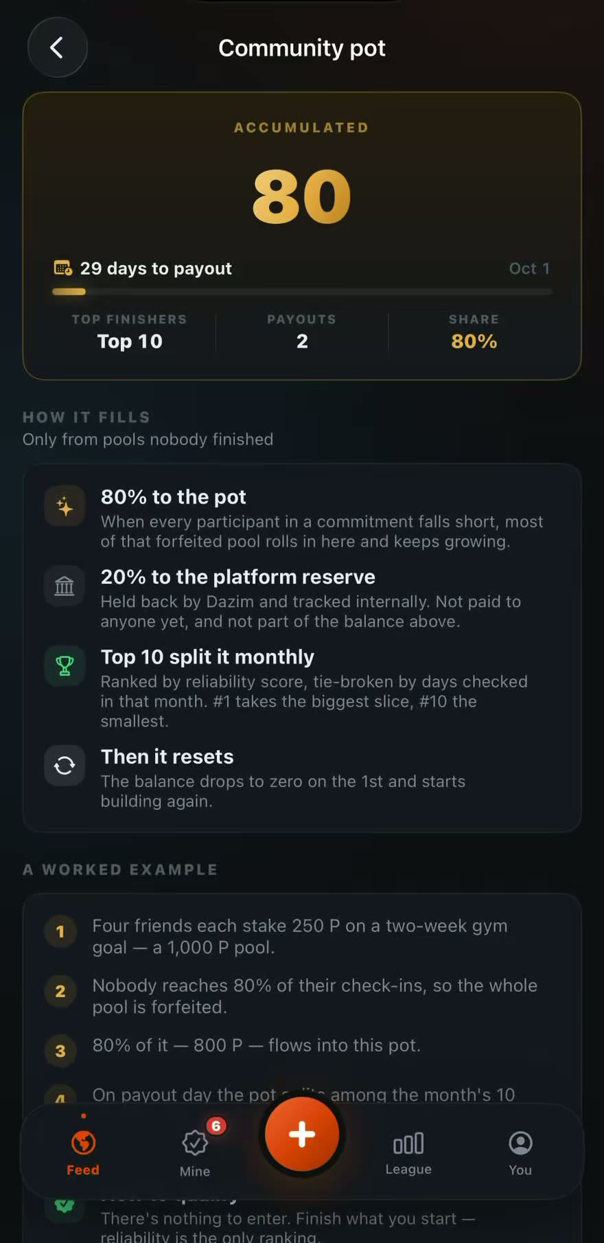 Dazim app screen